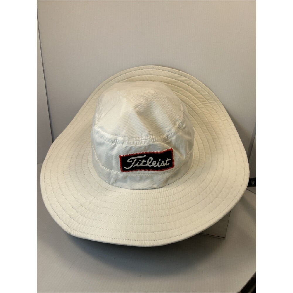 Titleist Golf Bucket Hat Size L/xl White Wide Brim Sun Patch Logo Men’s